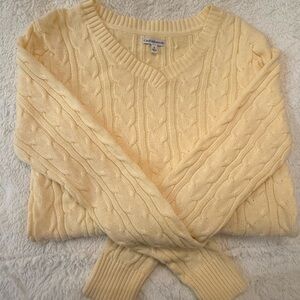 Women’s Small Fisherman Butter Yellow Cable Knit Pullover SweaterTennis Prep